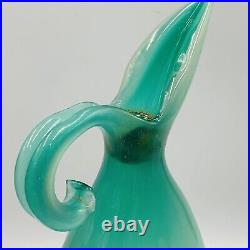 Vtg Murano Glass Luxardo Decanter Pitcher Mint Ardo Green Alabaster Curva Vaso