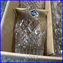 Vtg NIOB Czech Bohemia Hand Cut Lead Crystal Whiskey Decanter 7 Piece Gift Set