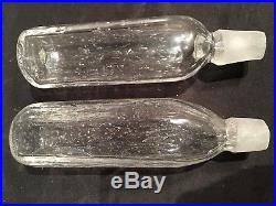 Vtg Pair of Blenko Raindrops Clear Art Glass Liquor Decanters Jugs Stoppers 1960