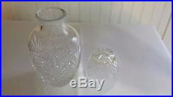 Vtg Rare 2 Piece Lead Crystal Water Decanter With Matching Crystal LID / Glass