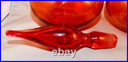 Vtg Rare Pair of Blenko #37 Hand Blown MCM Art Glass Decanters with Stoppers