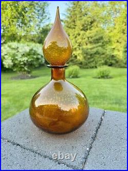 Vtg Rossini Empoli Amber Art Glass Genie Bottle Decanter 13