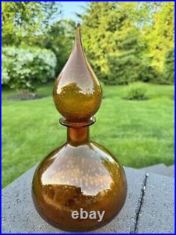 Vtg Rossini Empoli Amber Art Glass Genie Bottle Decanter 13