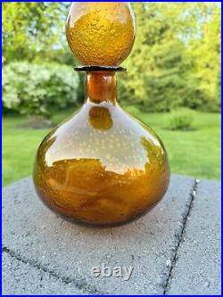 Vtg Rossini Empoli Amber Art Glass Genie Bottle Decanter 13