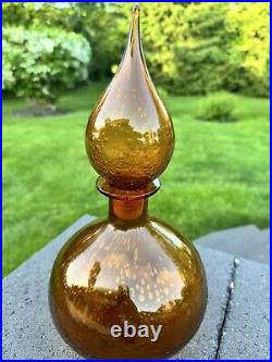 Vtg Rossini Empoli Amber Art Glass Genie Bottle Decanter 13