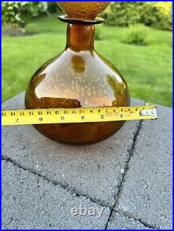 Vtg Rossini Empoli Amber Art Glass Genie Bottle Decanter 13