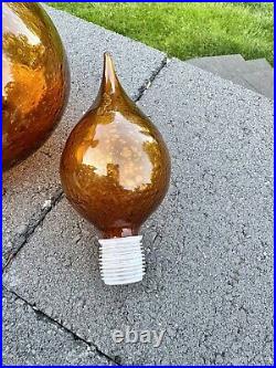 Vtg Rossini Empoli Amber Art Glass Genie Bottle Decanter 13