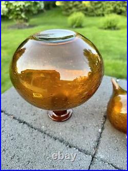 Vtg Rossini Empoli Amber Art Glass Genie Bottle Decanter 13