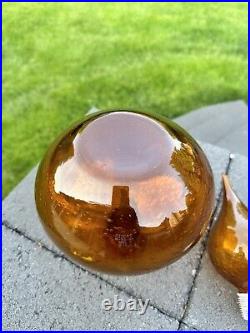 Vtg Rossini Empoli Amber Art Glass Genie Bottle Decanter 13