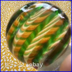 Vtg Spiral Murano Decanter With Topper Green Orange Swirl Design 7.25 Tall Perf