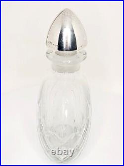 Vtg Sterling Silver Clear Cut Art Glass Bottle/Decanter WithSilver Stopper-8
