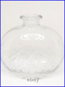 Vtg Sterling Silver Clear Cut Art Glass Bottle/Decanter WithSilver Stopper-8