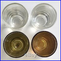 Vtg TRUNK TREASURE CHEST Diamond Cut Amber Glass Whisky Decanter ShotGlasse BAR