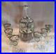 Vtg-Unique-Hand-Painted-Floral-Clear-Glass-decanter-6-Cordial-Glasses-Set-01-ea