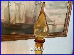 Vtg mid century modern EMPOLI Tall Amber Glass Genie Bottle Decanter & Stopper