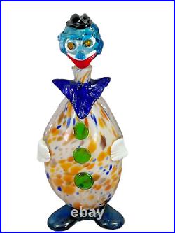 Vtg murano art glass brutalist hand blown mcm clown decanter large 15'' bottle