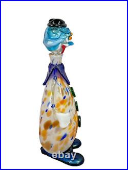 Vtg murano art glass brutalist hand blown mcm clown decanter large 15'' bottle