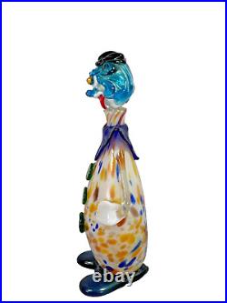 Vtg murano art glass brutalist hand blown mcm clown decanter large 15'' bottle