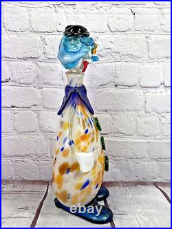 Vtg murano art glass brutalist hand blown mcm clown decanter large 15'' bottle