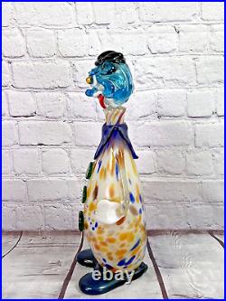 Vtg murano art glass brutalist hand blown mcm clown decanter large 15'' bottle