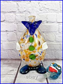 Vtg murano art glass brutalist hand blown mcm clown decanter large 15'' bottle