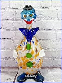 Vtg murano art glass brutalist hand blown mcm clown decanter large 15'' bottle