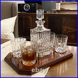 WEDGWOOD Vintage 80s Full Lead Crystal Set Old Fashioned Glasses, Decanter, Tray