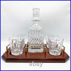 WEDGWOOD Vintage 80s Full Lead Crystal Set Old Fashioned Glasses, Decanter, Tray