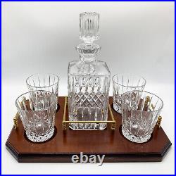 WEDGWOOD Vintage 80s Full Lead Crystal Set Old Fashioned Glasses, Decanter, Tray