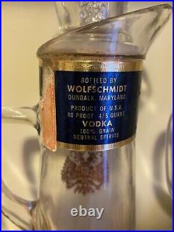 WOLFSCHMIDT VODKA Vintage Empty Decanter Bottle Pitcher original label Cork