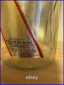 WOLFSCHMIDT VODKA Vintage Empty Decanter Bottle Pitcher original label Cork