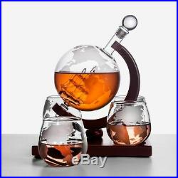 Whiskey Decanter Vodka Antique 4 Glasses Liquor Dispenser Bourbon Globe Decanter