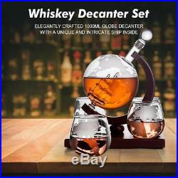 Whiskey Decanter Vodka Antique 4 Glasses Liquor Dispenser Bourbon Globe Decanter