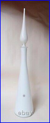 White cased Genie Bottle Decanter Mcm Glass Italy Vintage Empoli 60s Hand Blown