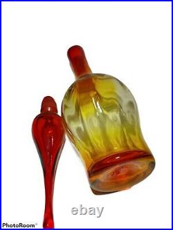 Wonderful Rare VTG 16 Blenko glass Amberina decanter Genie