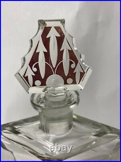 Wonderful Vtg Czech Art Deco Decanter, Liqueur Bottle And 4 Glasses