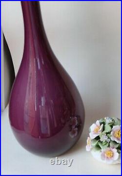 XL Cased Purple Genie Bottle Decanter Mcm Glass Italy Vintage Empoli 1960s