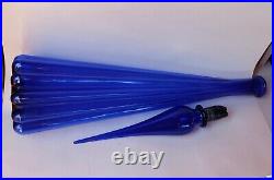 XL Cobalt blue Glass Genie Bottle Decanter Mcm Glass Italy Vintage