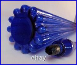 XL Cobalt blue Glass Genie Bottle Decanter Mcm Glass Italy Vintage